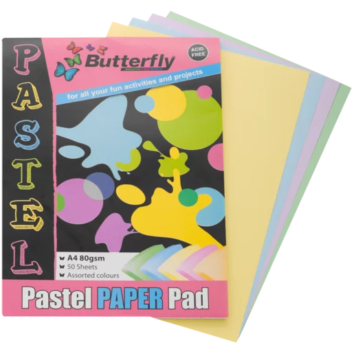 Butterfly A4 80gsm 50 Sheets Pastel Board Pad
