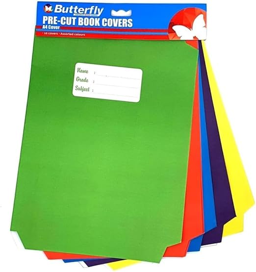 A4 Pre-Cut Book Covers, 10 Assorted Colours
