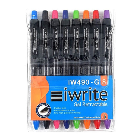Iwrite Gel Retractable Pens - Wallet of 8