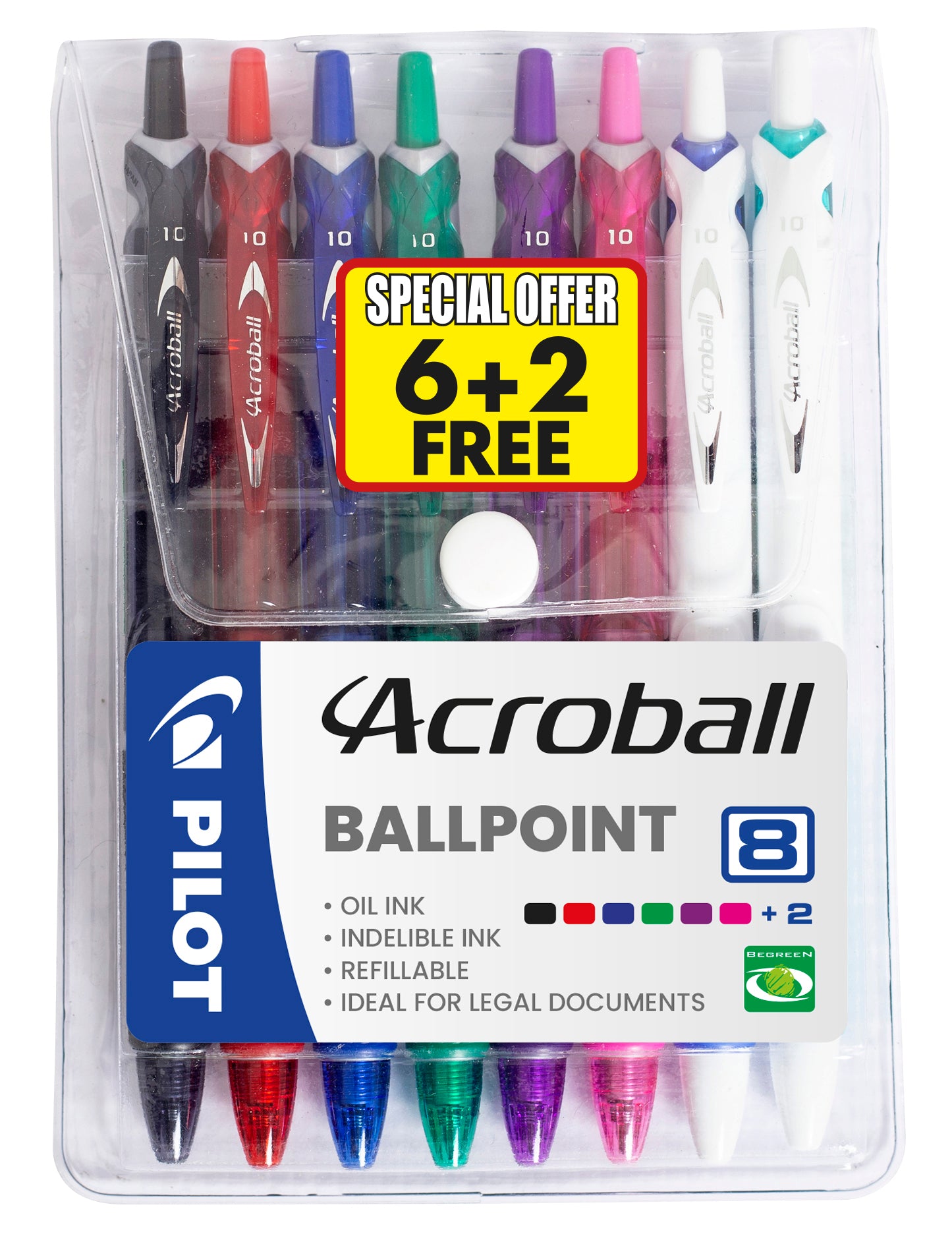 PILOT ACROBALL MEDIUM WALLET 8 +2 WHITE