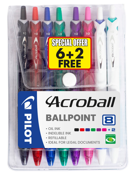 PILOT ACROBALL MEDIUM WALLET 8 +2 WHITE