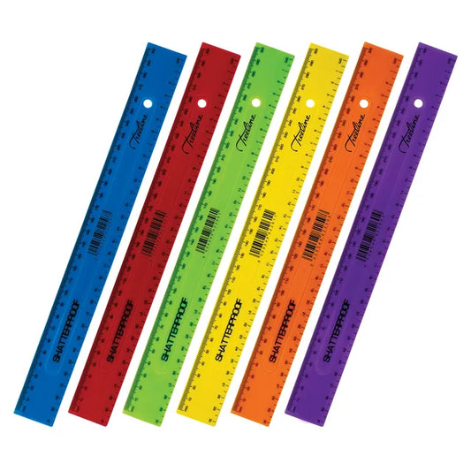 Treeline Ruler Shatter Resistant 30cm Assorted Colours