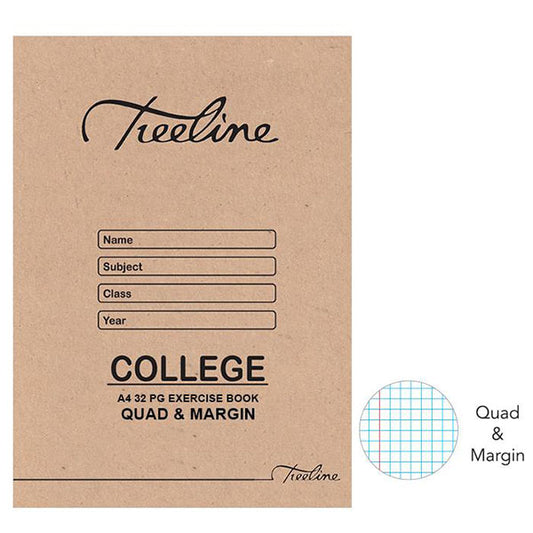 32 Page A4 College Exercise Book Quad & Margin