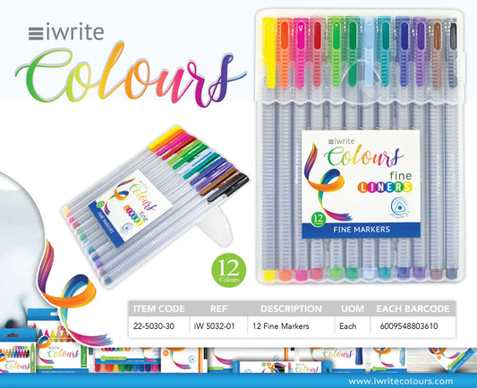 iWrite Colours Fineliners 12's